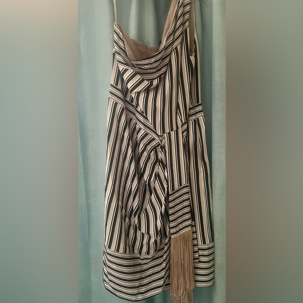 BCBGMaxAzria Asymmetrical Striped Skirt in Black and White